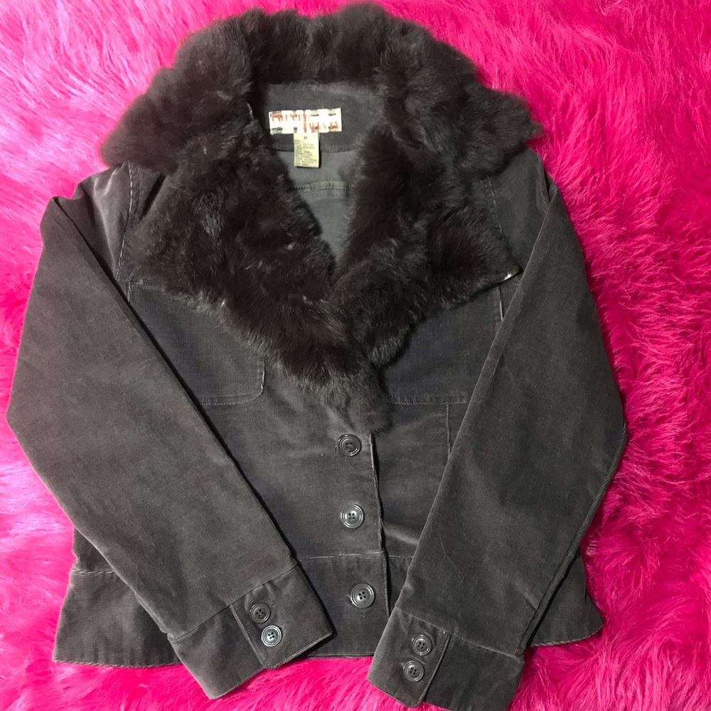 Twenty Twenty M Black Rabbit Fur Jacket